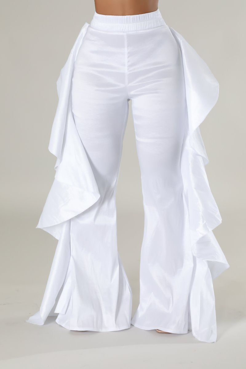 White Ruffle Pants