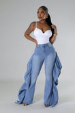 Denim Ruffle Pants