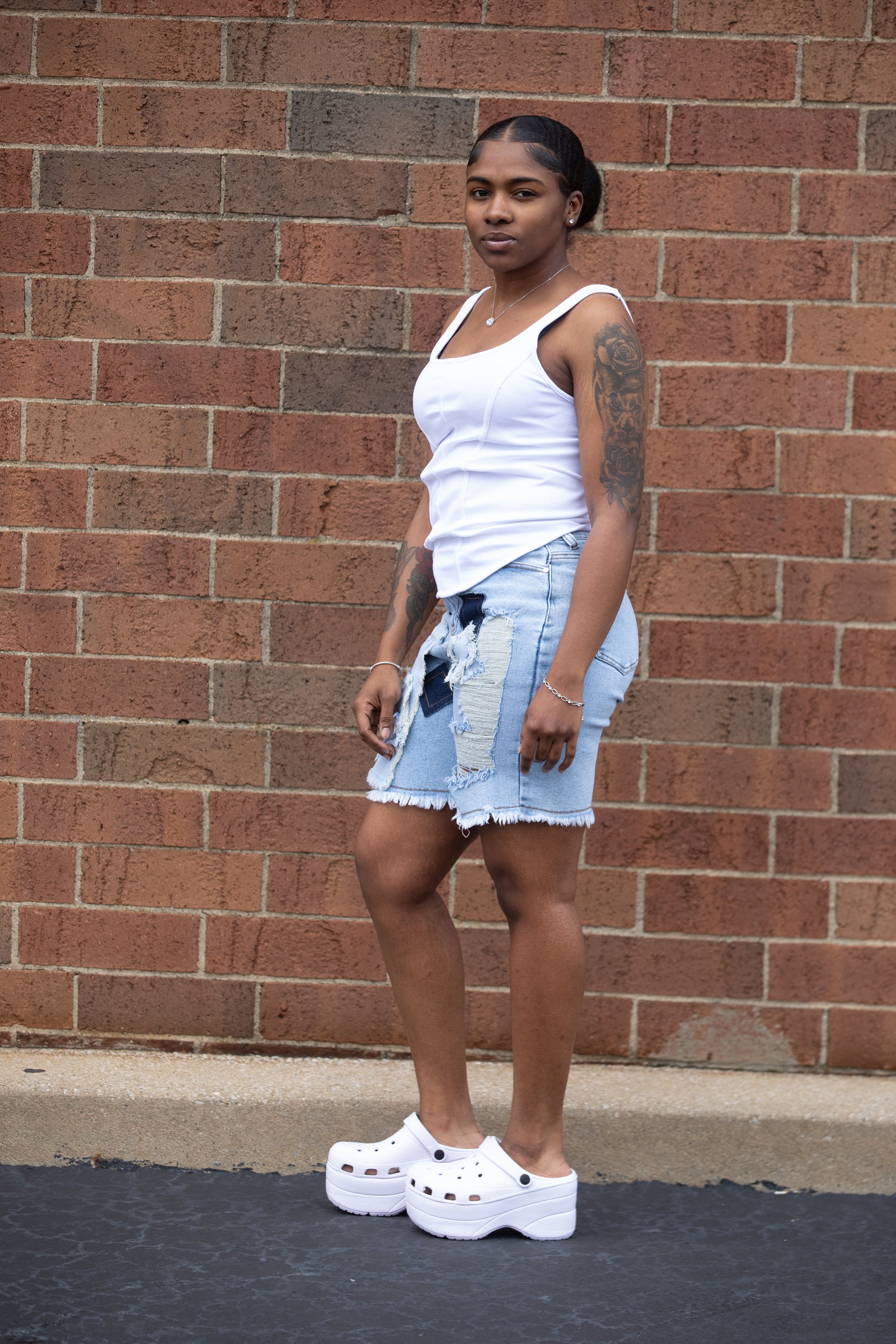 Denim Patchwork Shorts