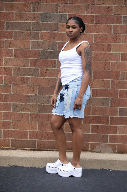 Denim Patchwork Shorts