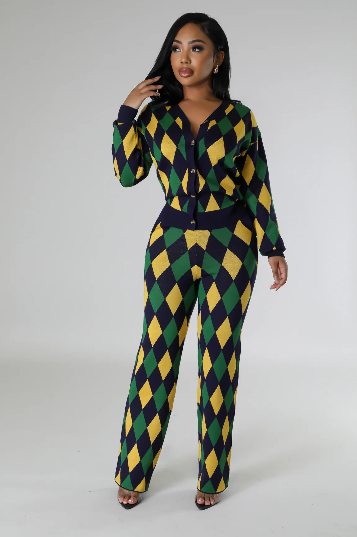 Green Diamond Pant Set