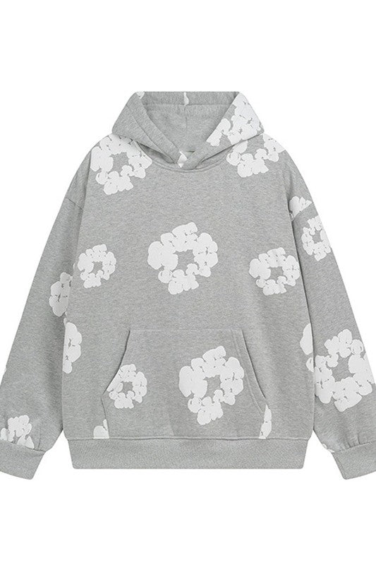 Grey Flower Hoodie