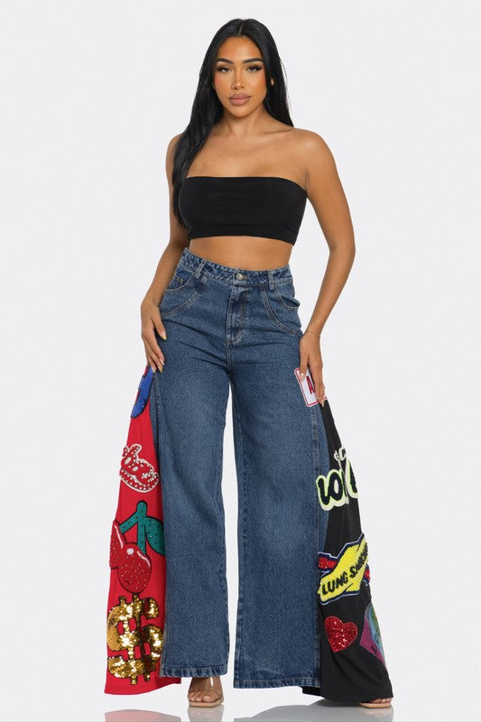 All Patched Up Wide Leg Jeans