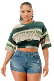 Green and Tan Crop Top