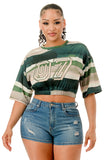 Green and Tan Crop Top