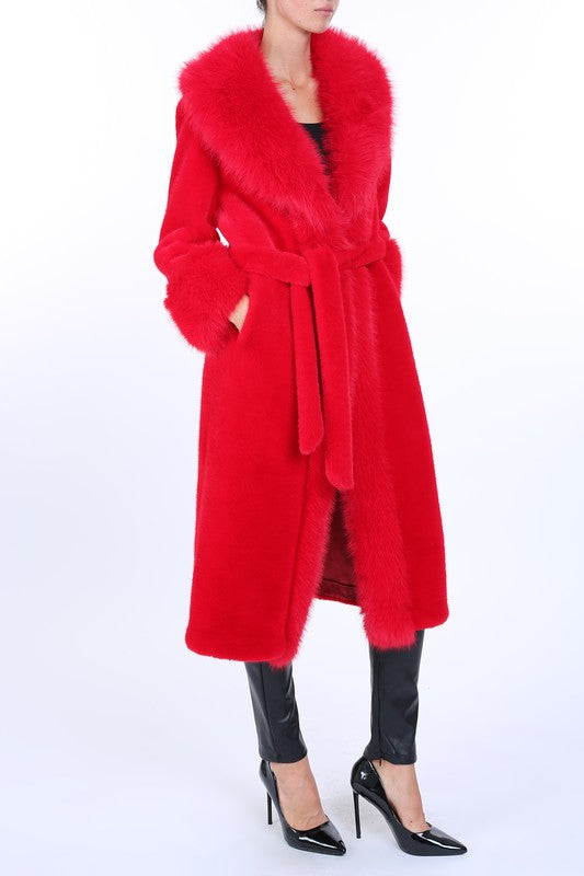 Red Faux Fur Coat