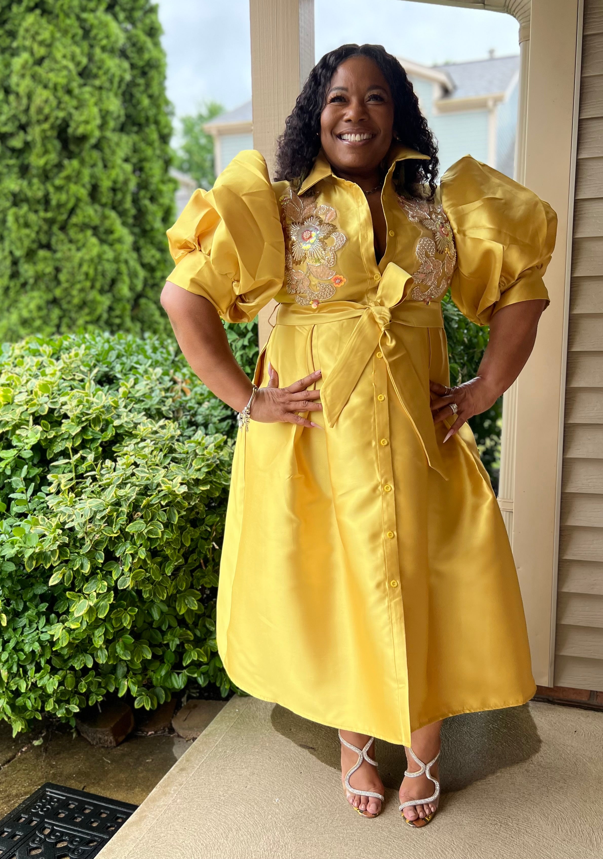 Gold Midi Dress