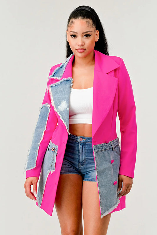 Fuchsia & Denim Blazer