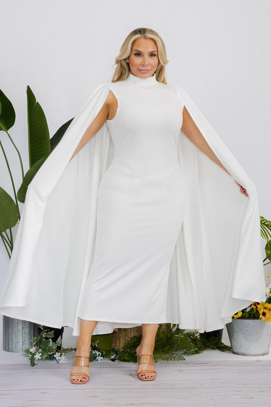 Winter White Cape Dress