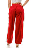 Red Combo Wide Leg and Elastic Cuff Joggers