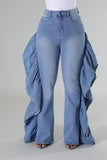 Denim Ruffle Pants