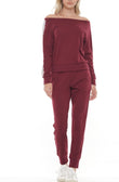 Burgundy Rhinestone Jogger Set