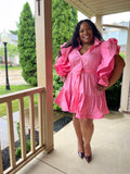 Pink Baby Doll Ruffle Shirt Dress