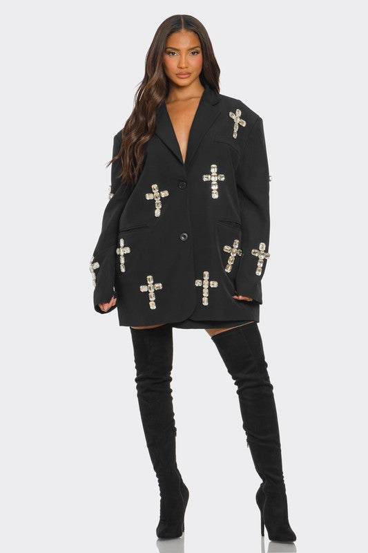 Crystal Cross Blazer Set