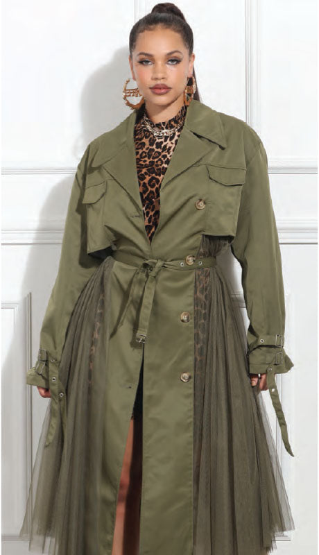 Olive Sheer Trench