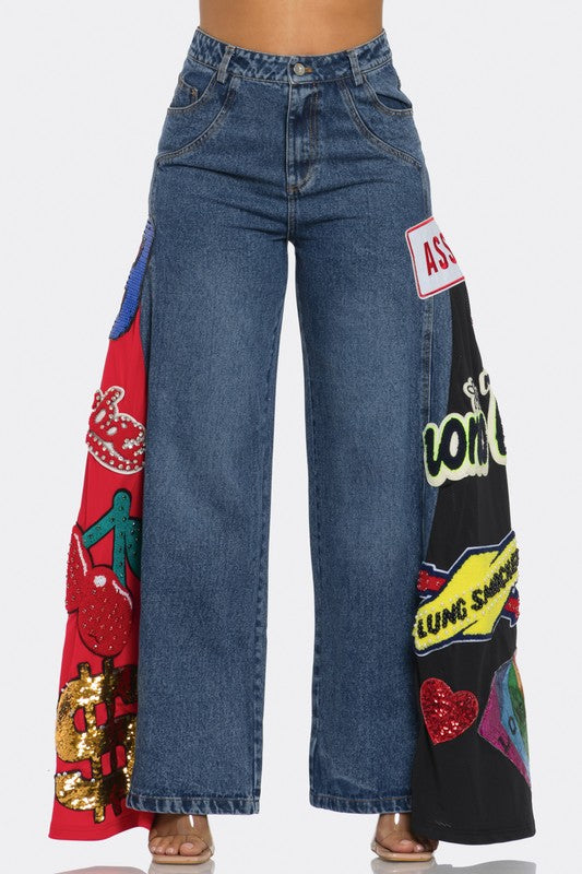 All Patched Up Wide Leg Jeans