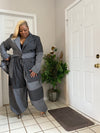 Grey Pinstripe Patchwork Jacket