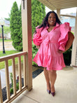 Pink Baby Doll Ruffle Shirt Dress