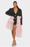 Black Pink Tulle Blazer