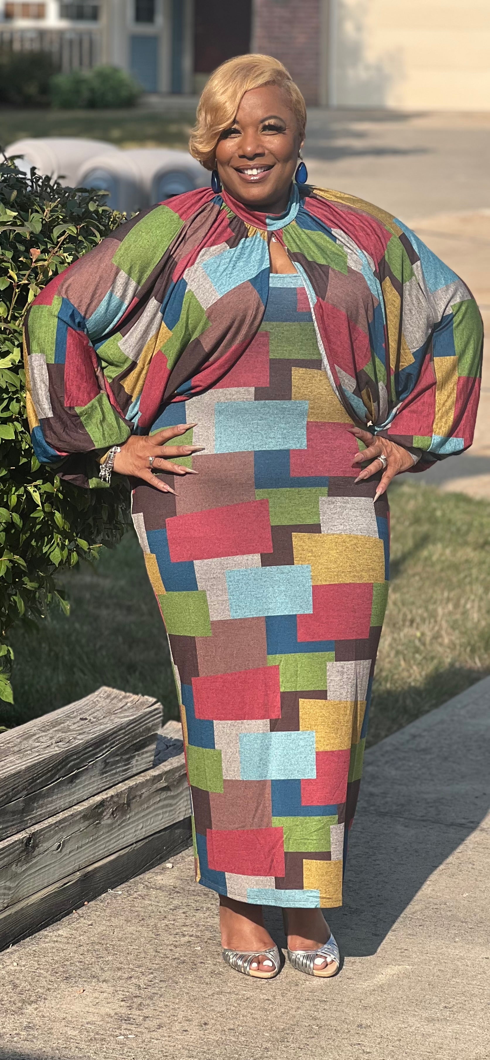 Multi Colored Two Piece Dress Set