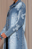 Oversized Long Denim Cross Trench